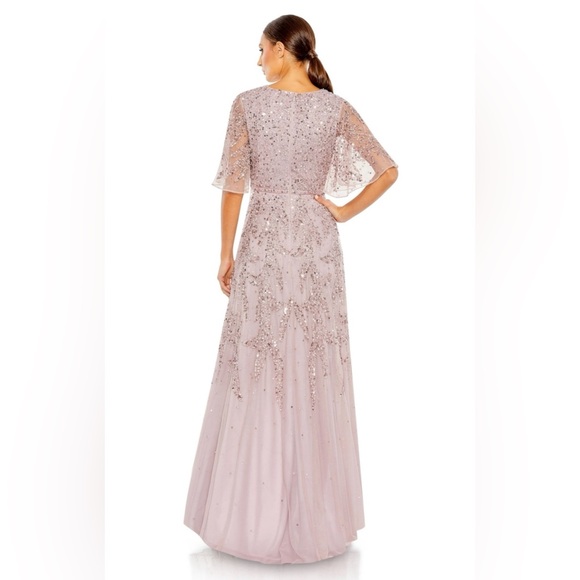 Sequined butterfly sleeve high low gown - Picture 2 of 3